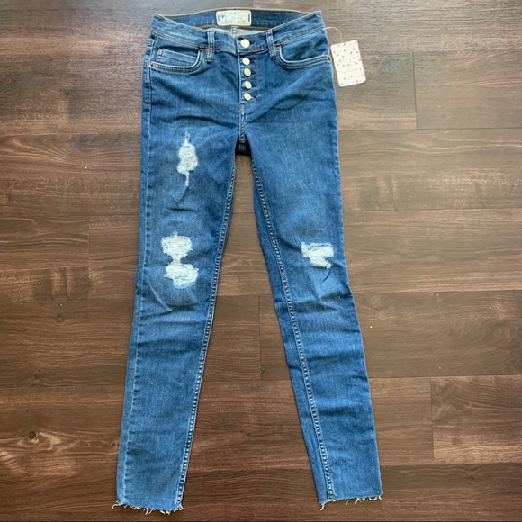 Free People Denim - Free People Raw Hem Skinny Jeans 25
